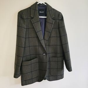 Madewell Olive Plaid Blazer